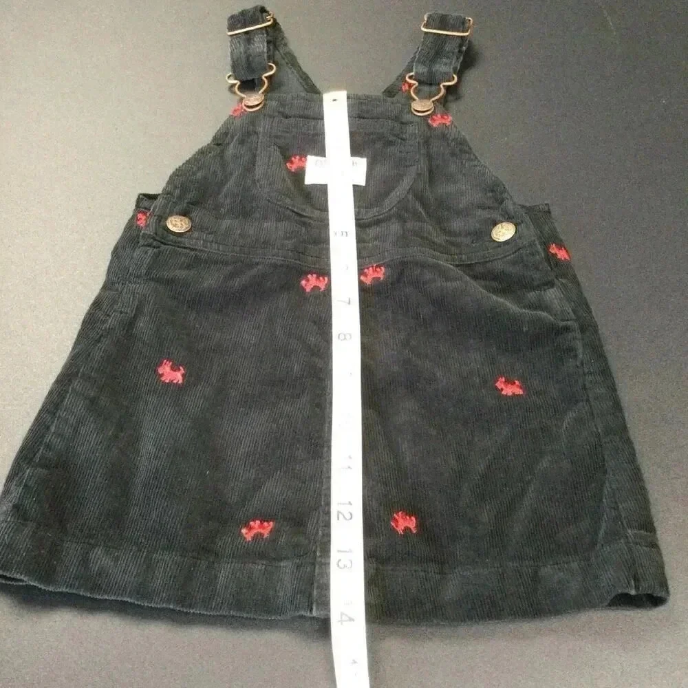 Oshkosh Girls Size 24 Months Corduroy Overalls Shorts Black Red‎ Embroidered